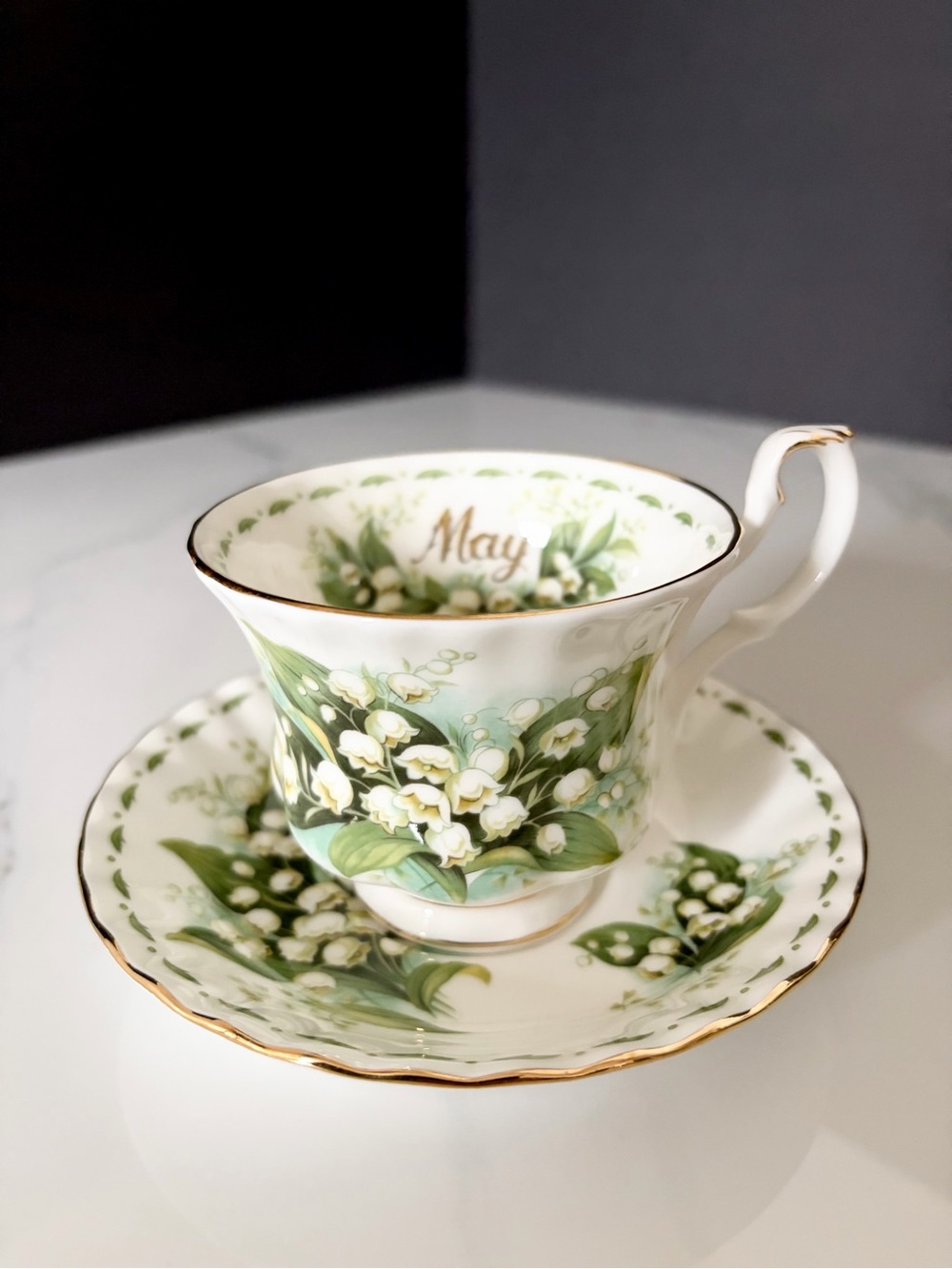 May Lily of the Valley Cup & Saucer by Royal Albert